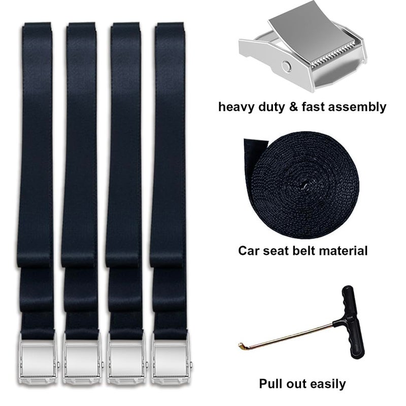 Eurmax USA Trampoline Stakes Heavy Duty Trampoline Parts Corkscrew Shape Steel Stakes Anchor Kit with T Hook for Trampolines -Set of 4 Bonus 4 Strong Belt,Silver - Image 5